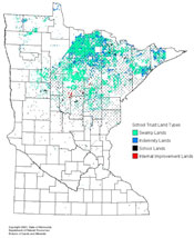 graphic: Map of Minnesota showing location of School Trust Lands